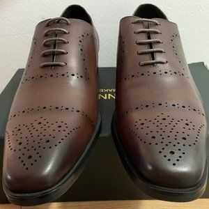 NEW!!! GIFENNSE SIZE 13 LEATHER WINGTIP SHOES BURNISHED BROWN
